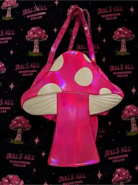 NWT Dolls Kill Pink Holographic Mushroom weekender